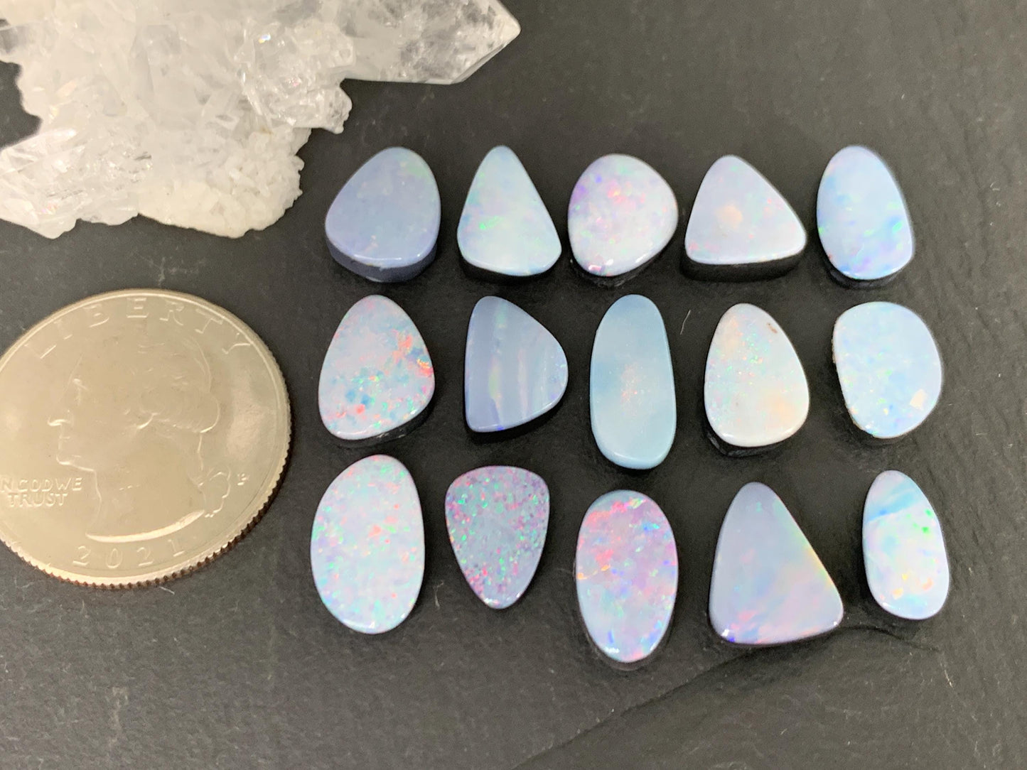Australian Opal doublet 11-14mm long cabochon