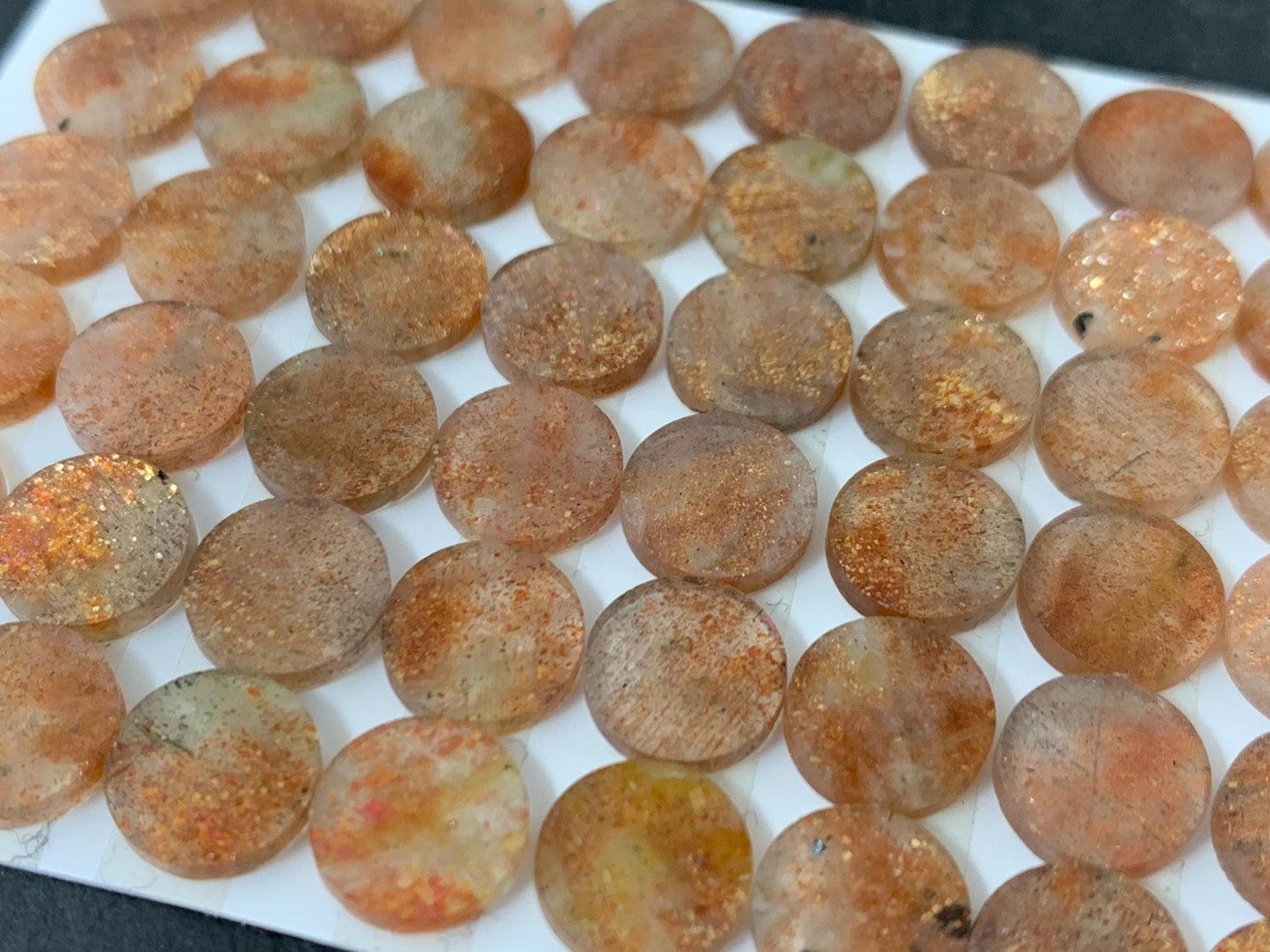 Flat Sunstone Cabochon 8mm Round - Calibrated Natural Gemstone for Jewelry Making