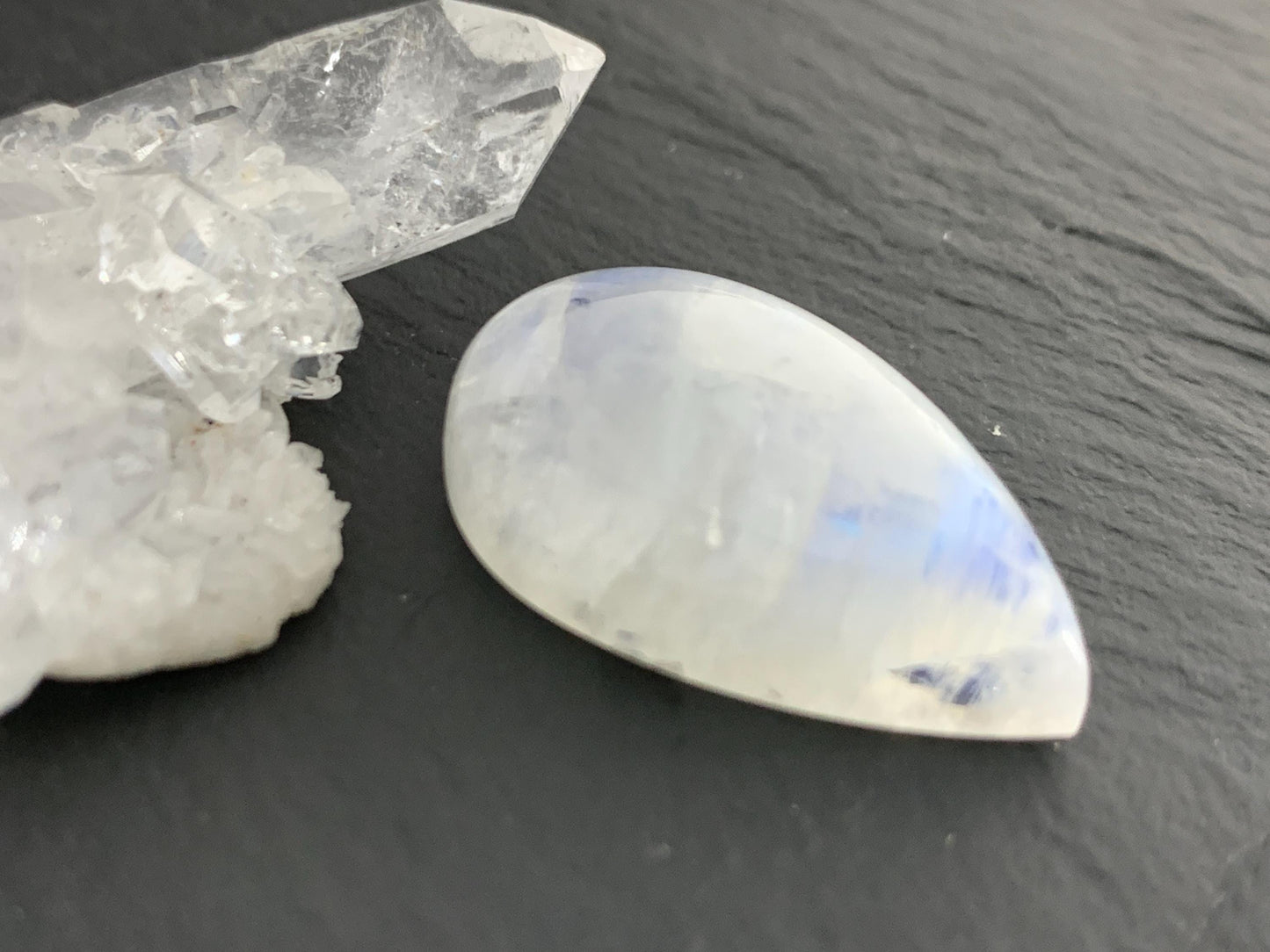 Rainbow Moonstone 26x16x8mm cabochon