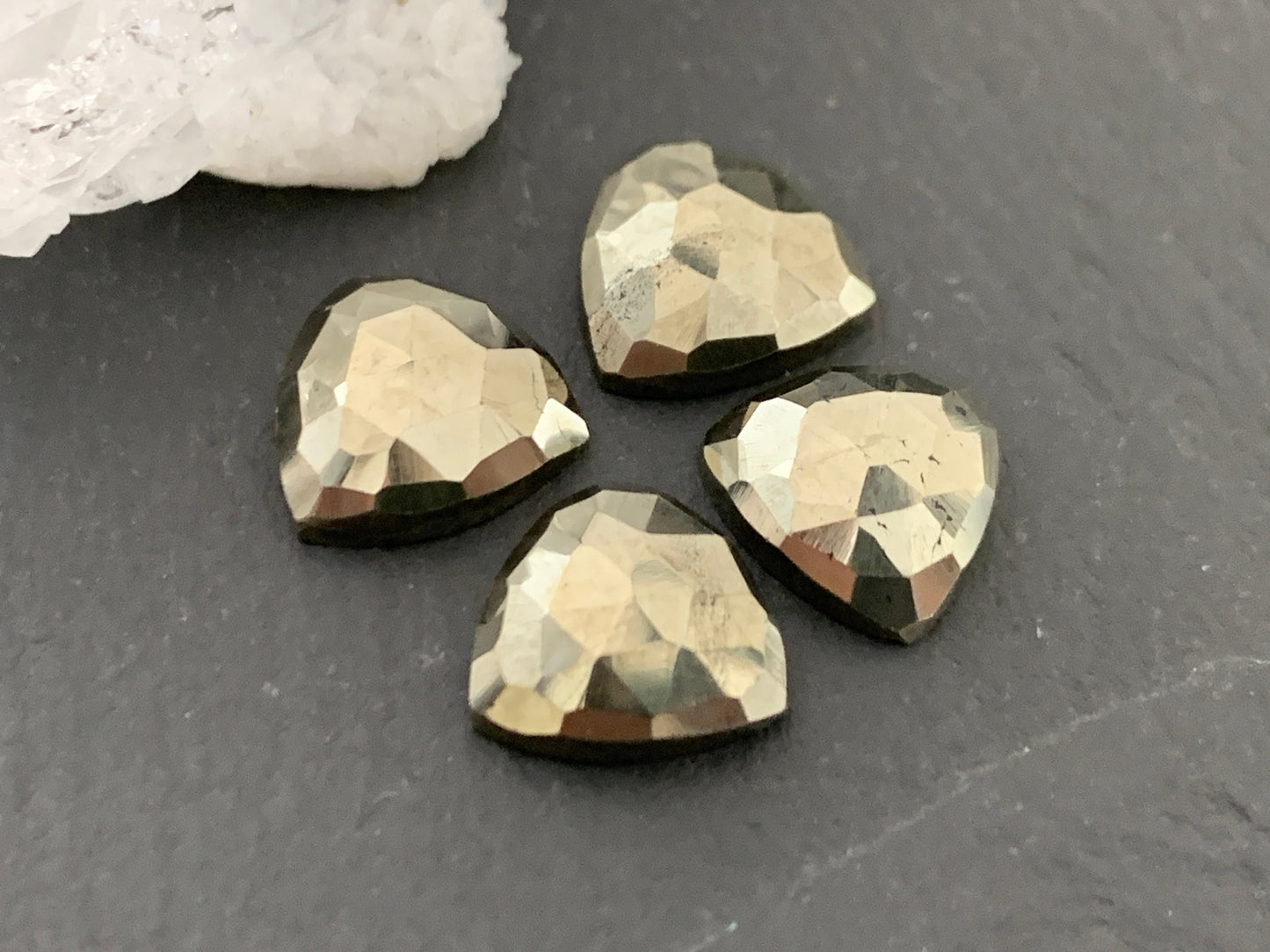 Faceted Pyrite trillion 10mm cabochon