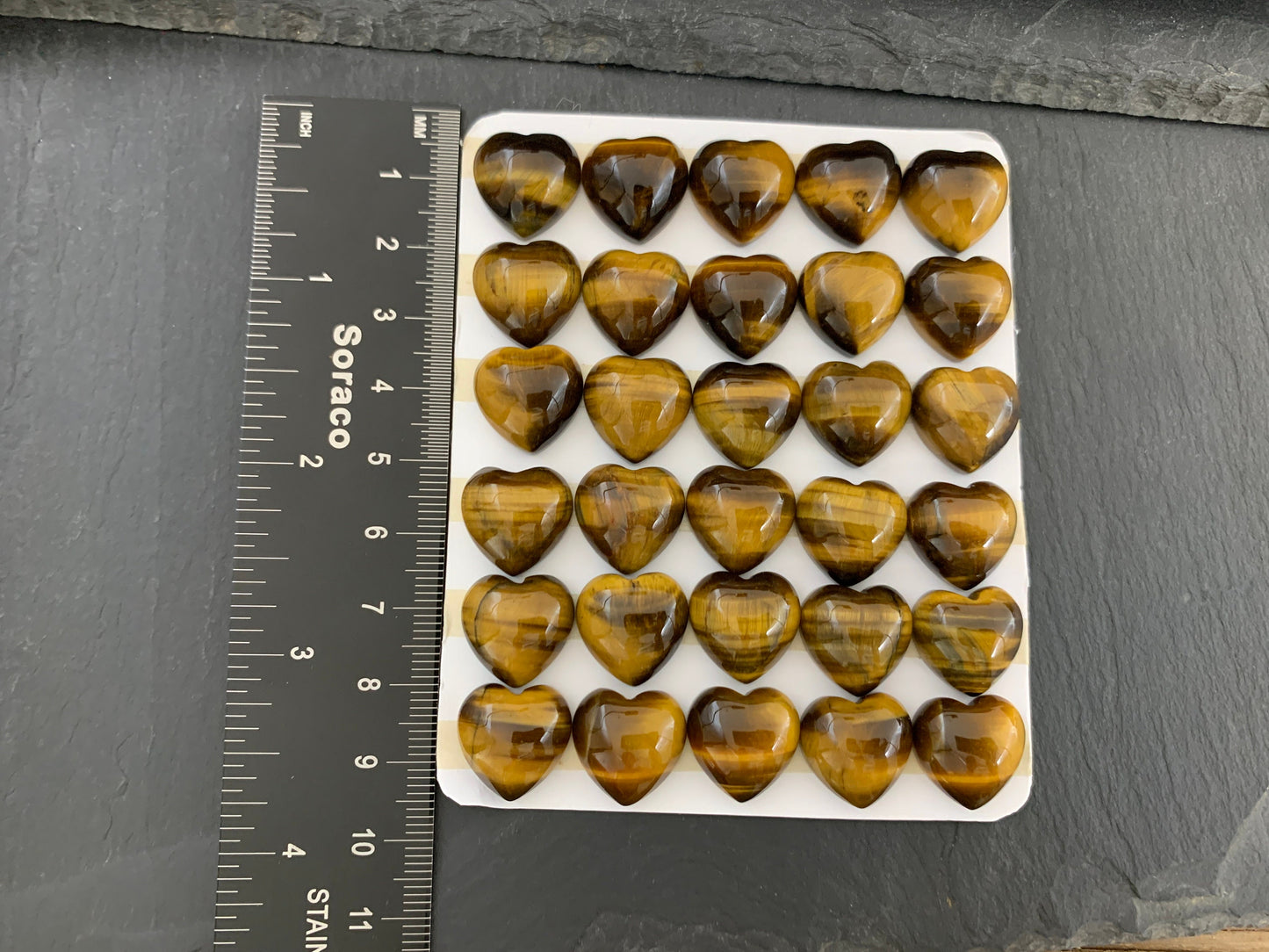 Tiger Eye heart 15x15mm cabochon - Calibrated cabochons