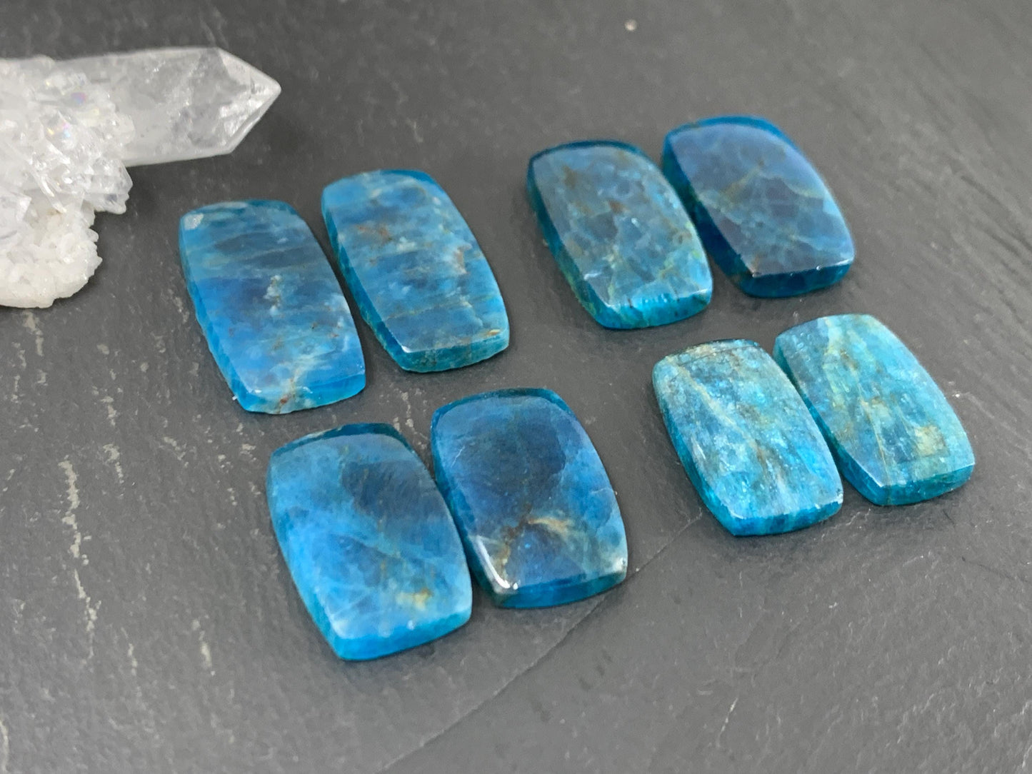 Apatite rectangle 19-23mm long cabochon - Buy by pair