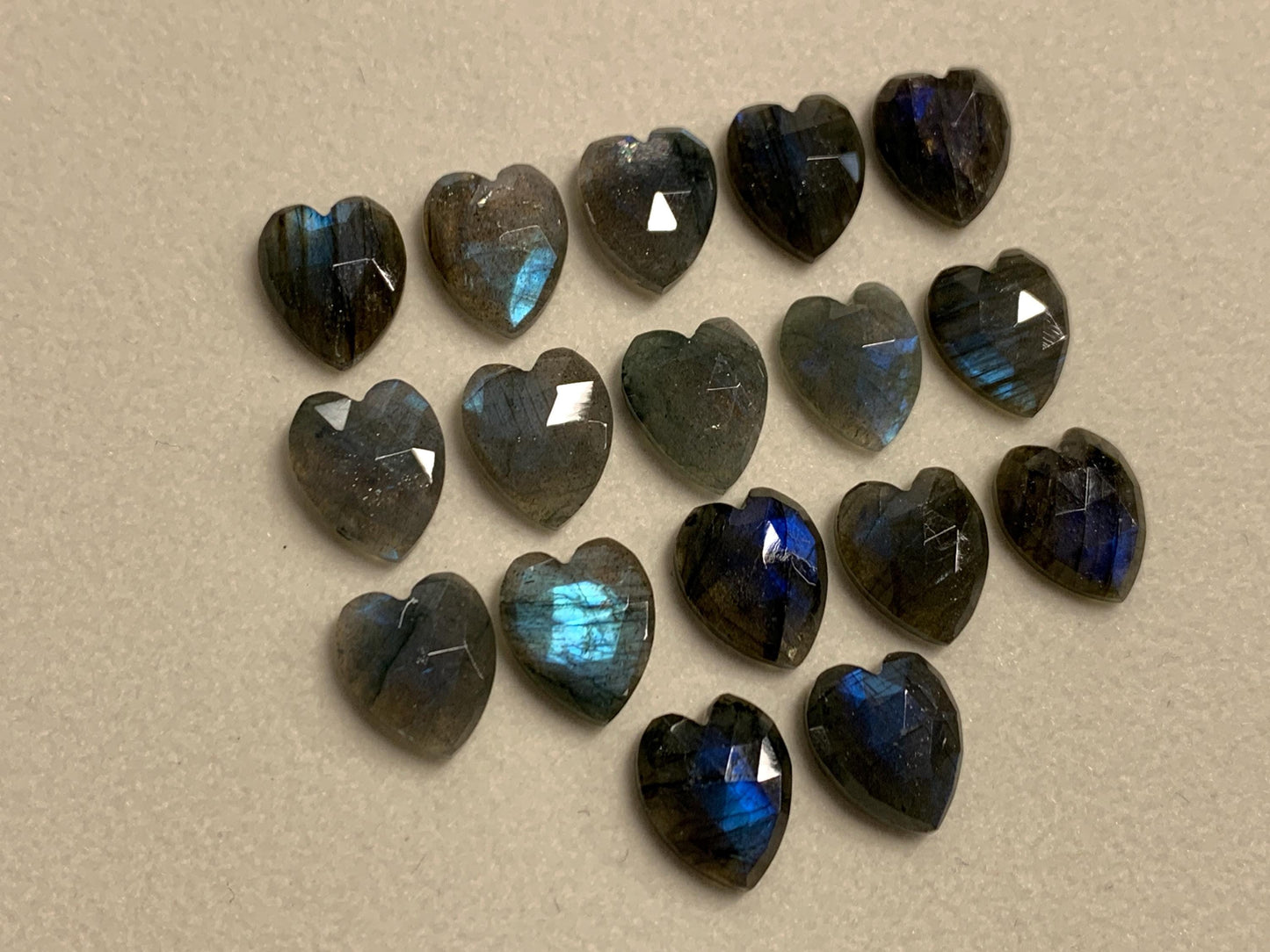 Faceted Labradorite heart 11x13mm cabochon