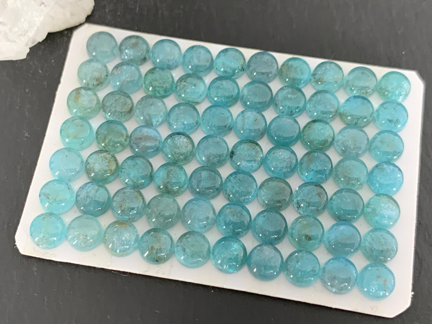 Blue Green Apatite round 6mm cabochon - Calibrated cabochons