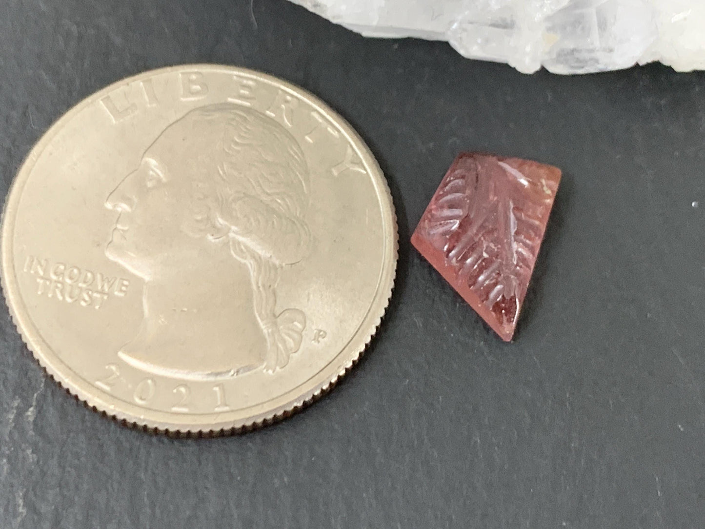 Carved Tourmaline 10x12x4mm cabochon