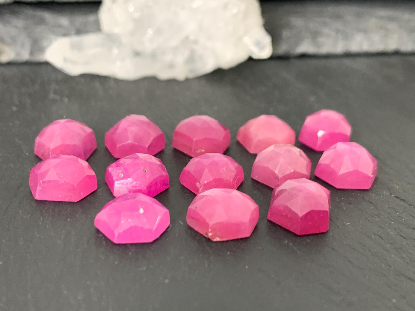 Faceted Pink Sapphire hexagon 8mm cabochon