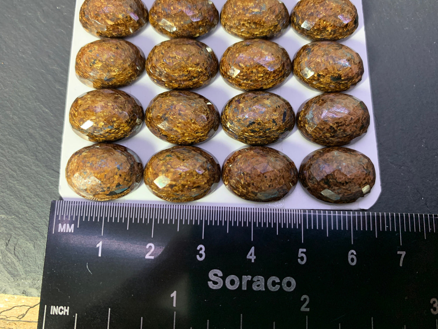 Faceted Bronzite oval 12x16mm cabochon- Calibrated cabochons