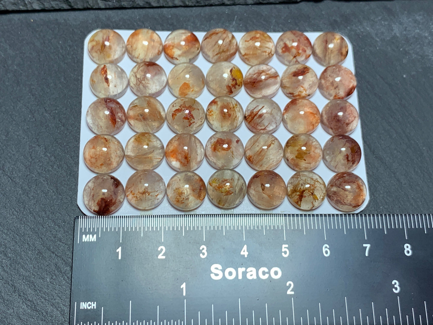 Blood Quartz round 10mm cabochon - Calibrated cabochons