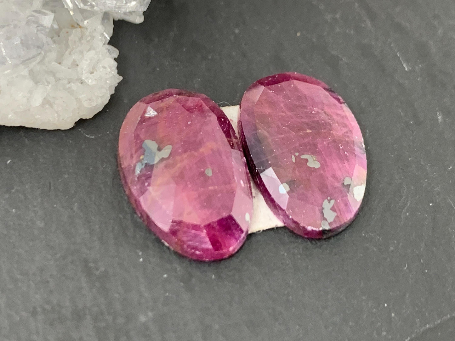 Faceted Ruby pair 10x15x3mm cabochon