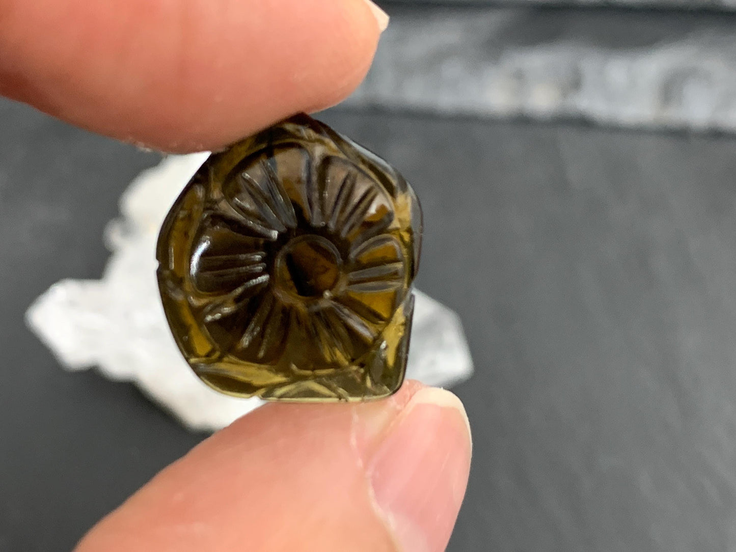 Carved Tourmaline 14x16x4mm cabochon