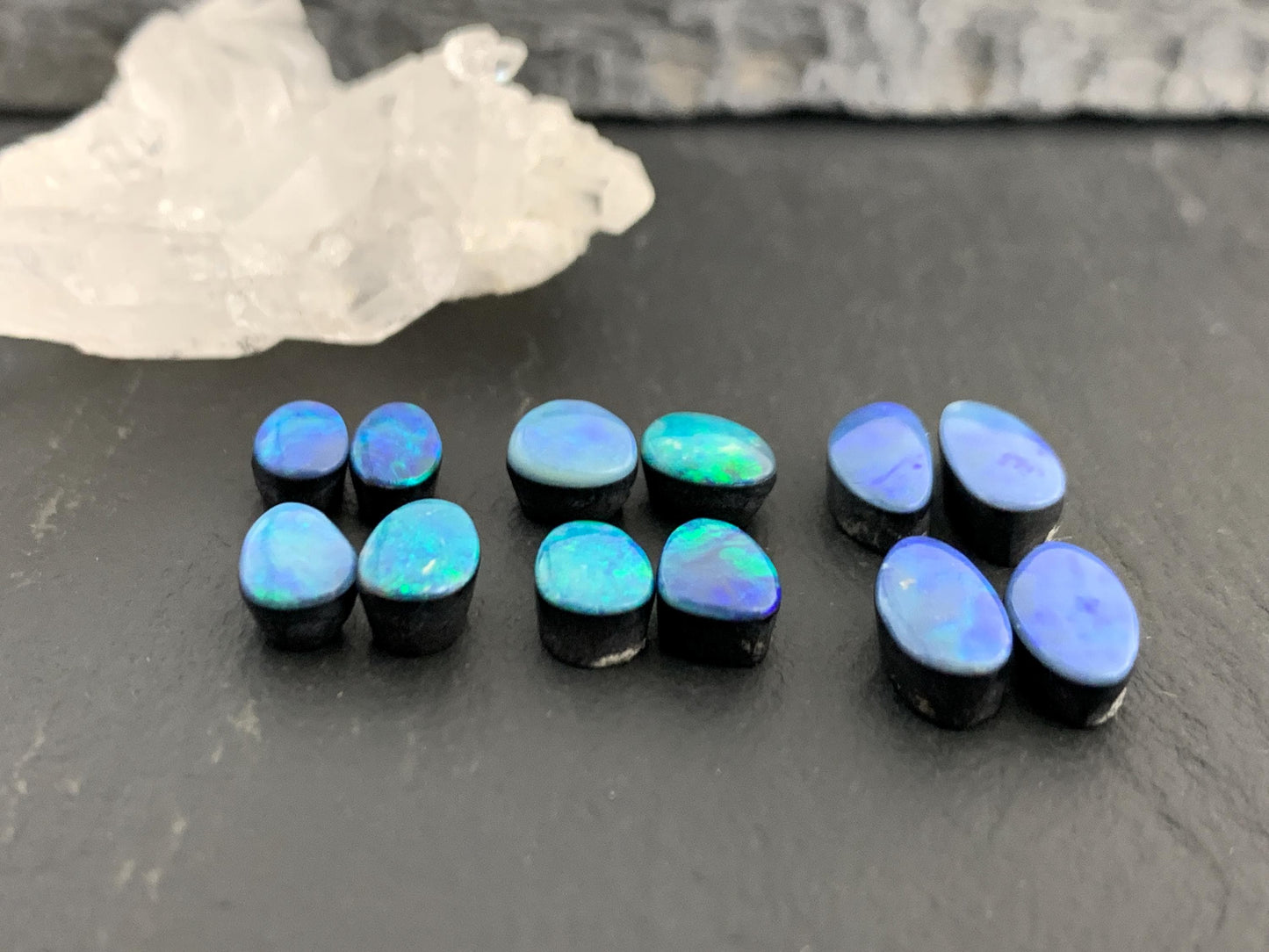 Australian Opal doublet 7-10mm long cabochon/ Select your pair