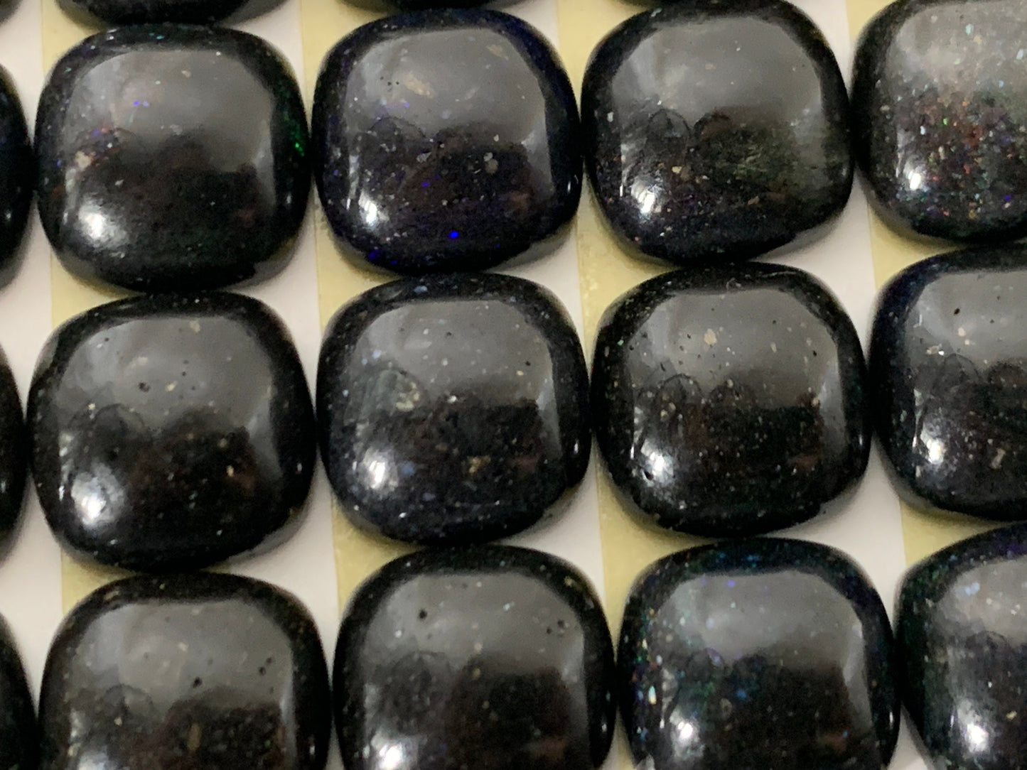 Black Andamooka Opal square cushion 10mm cabochon - Matrix Australian Opal