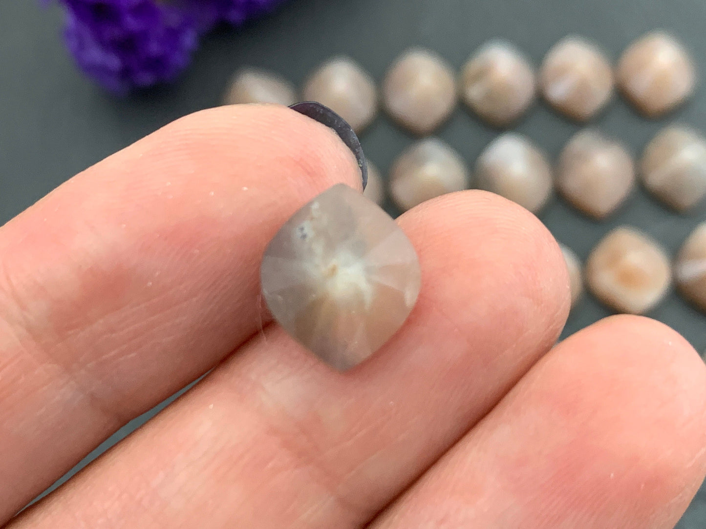 GoldSand Moonstone marquise pyramid 10x12mm cabochon