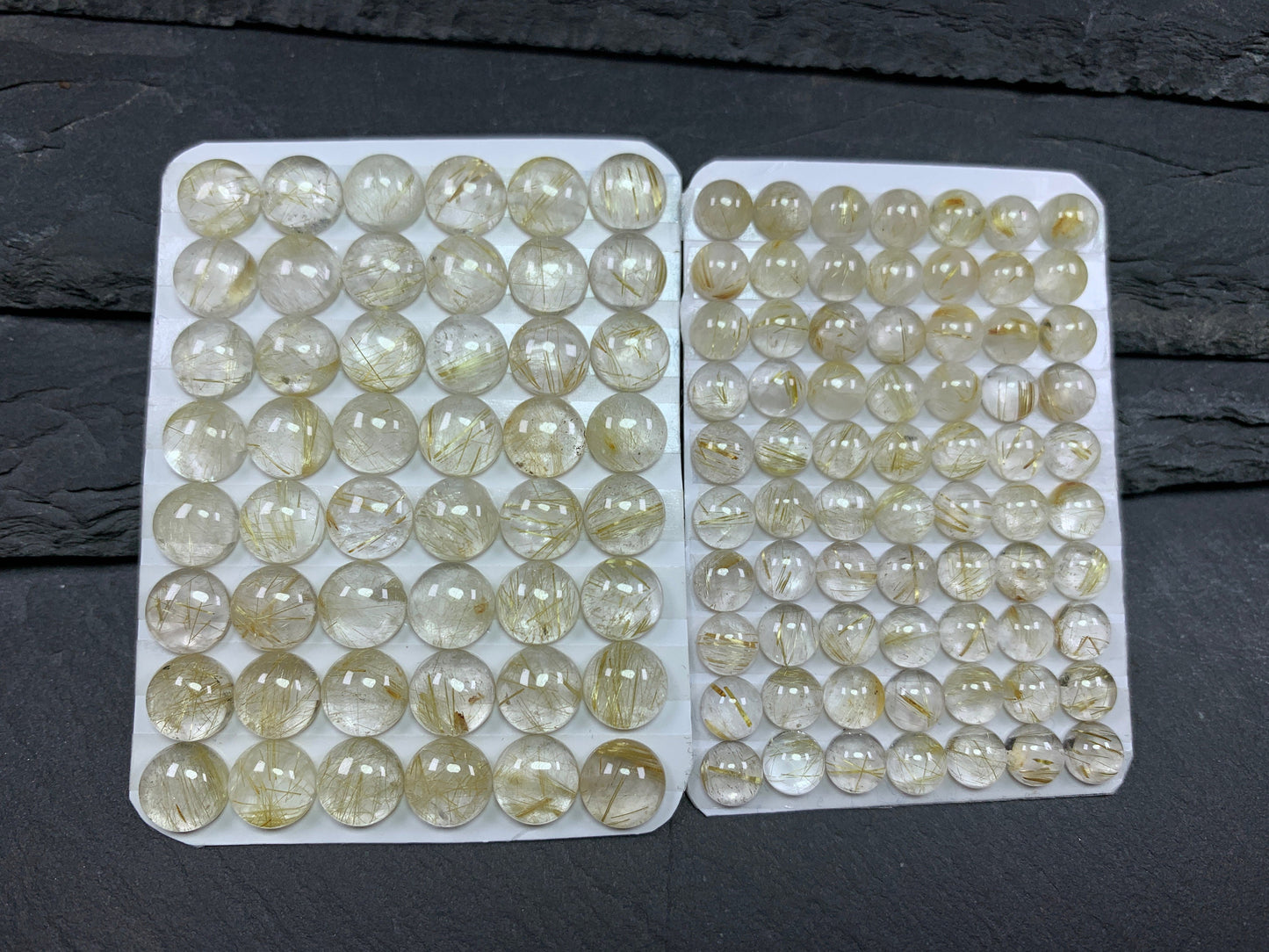 Gold Rutilated Quartz round 6mm, 8mm cabochon - Calibrated cabochons
