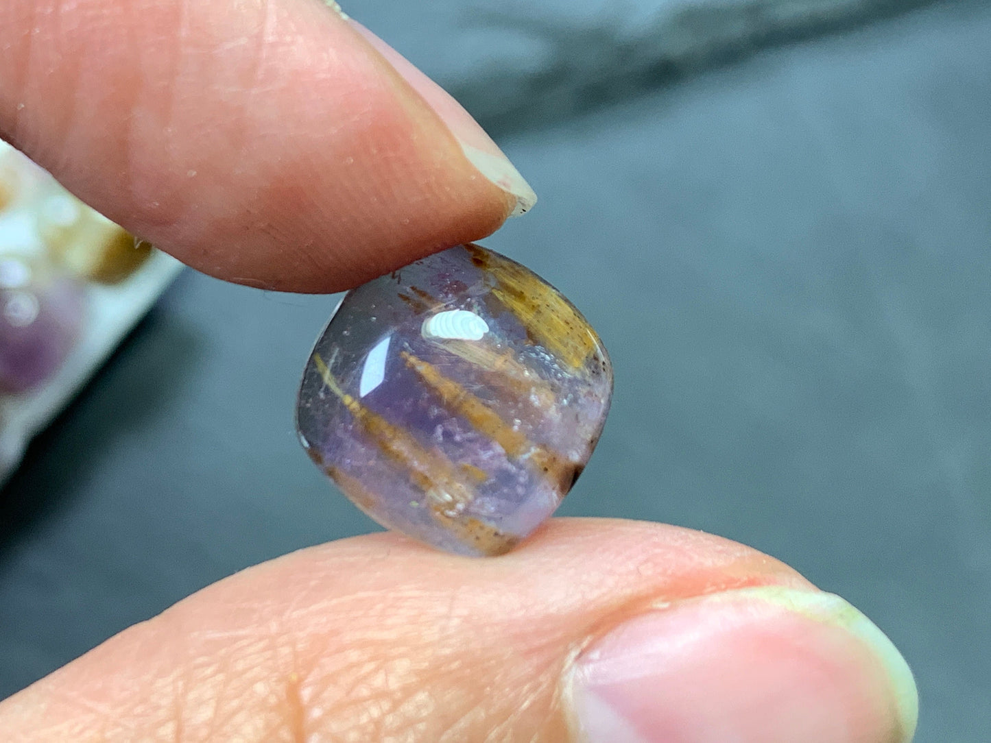 Amethyst Cacoxenite square cushion 12x12mm Cabochon - Calibrated cabochons