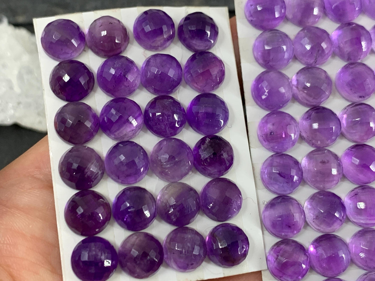 Faceted Amethyst round 8mm cabochon - Calibrated cabochons