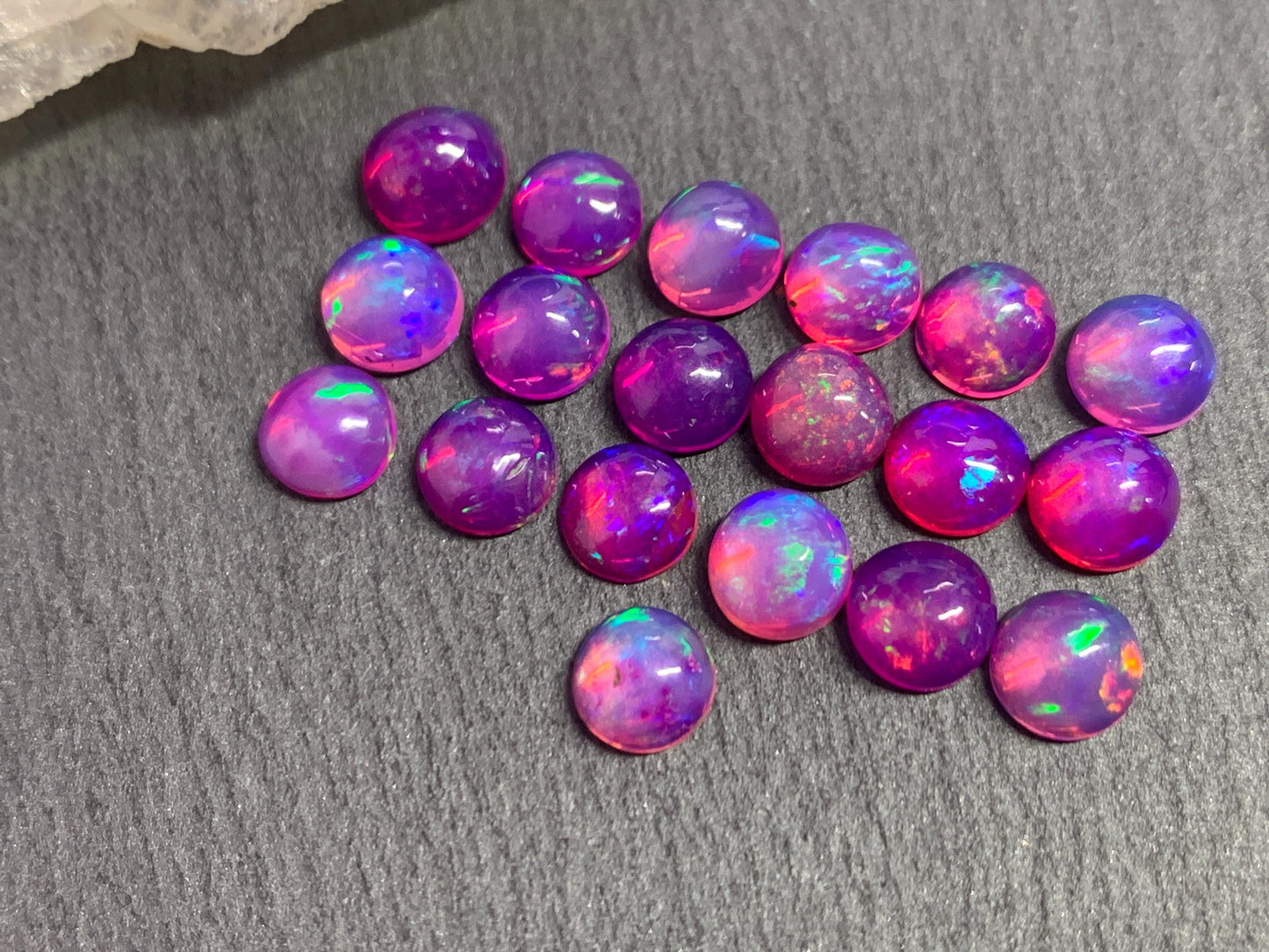 Ethiopian Opal round 6mm cabochon - Natural Opal smoked to purple color