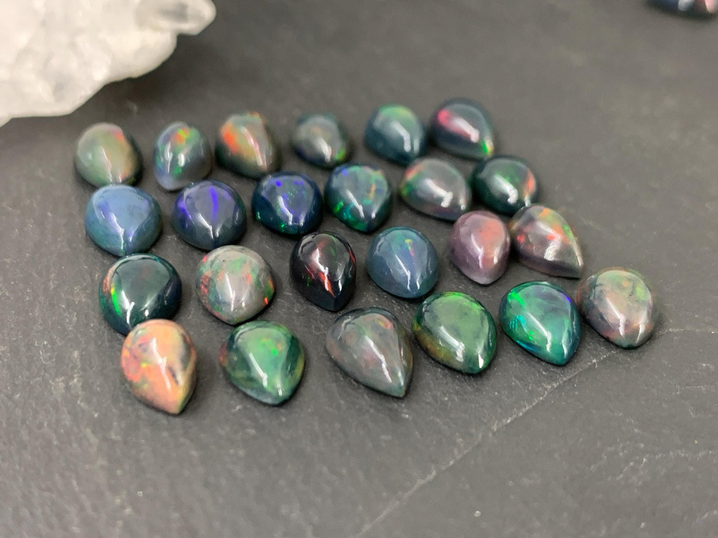 Black Ethiopian Opal 6x8mm cabochon