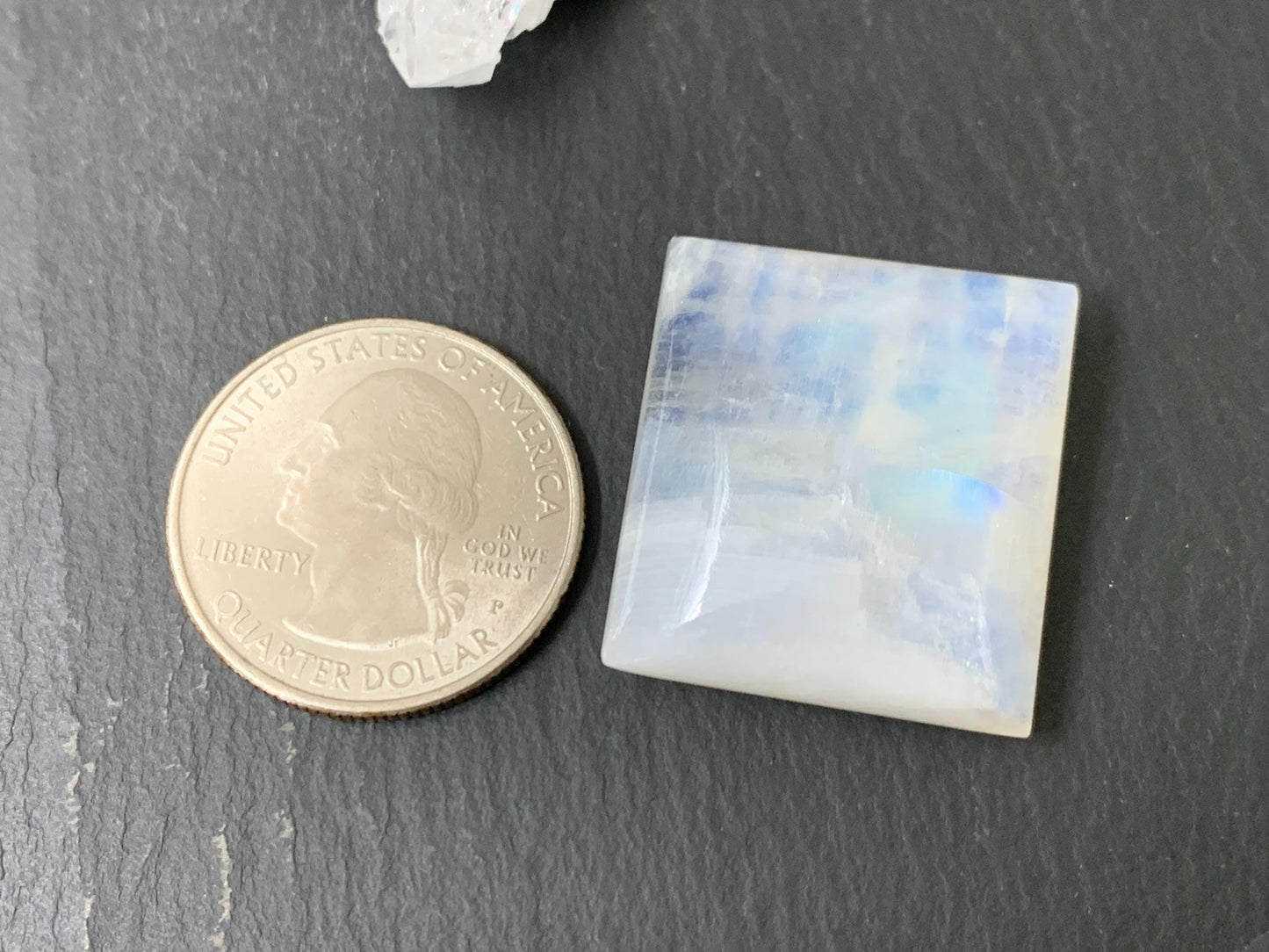 Rainbow Moonstone rectangle 26x24x10mm cabochon
