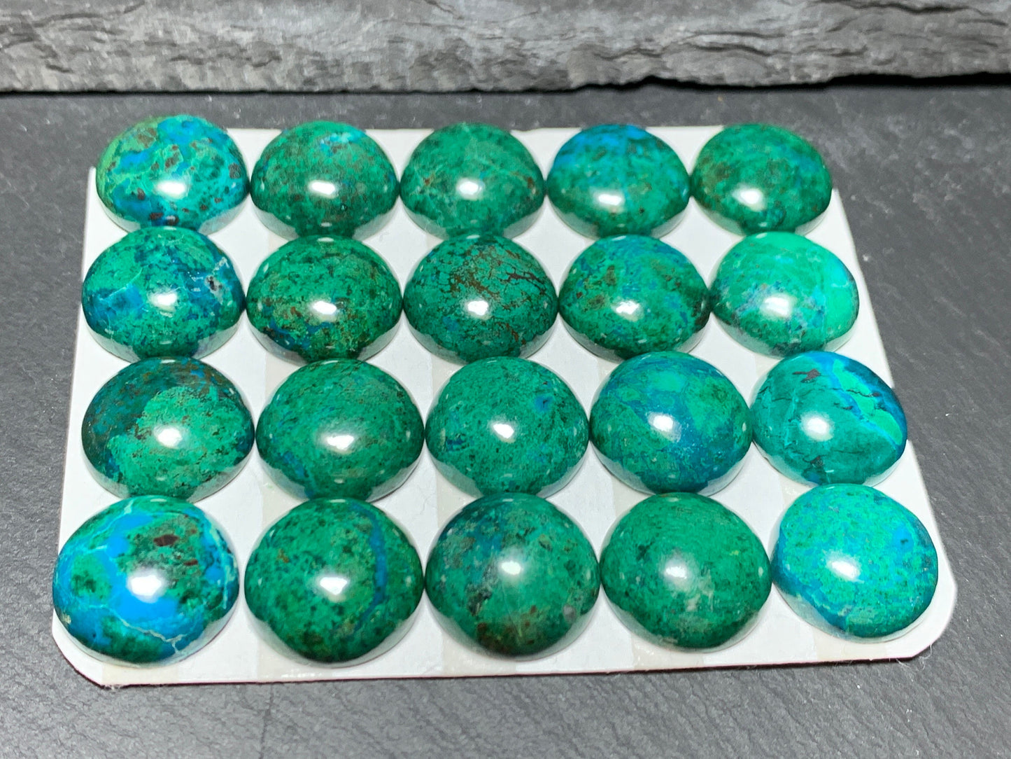 Chrysocolla round 15mm cabochon - Calibrated cabochons