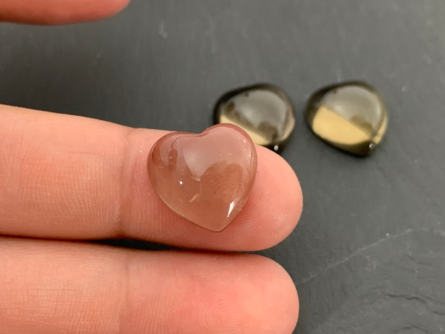 Smokey Quartz heart 15x15mm Cabochon - Calibrated cabochons