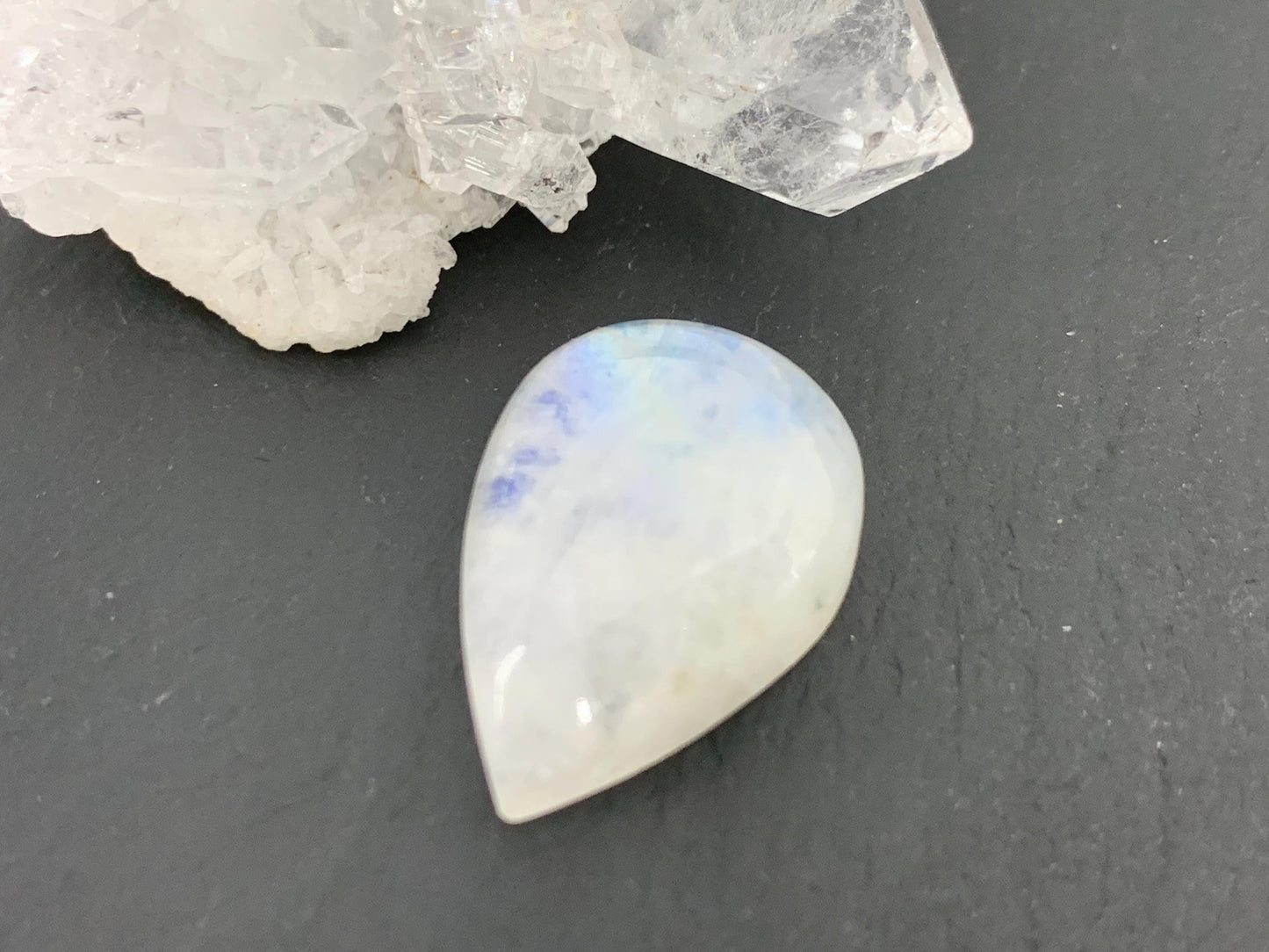 Rainbow Moonstone 20x14x7mm cabochon