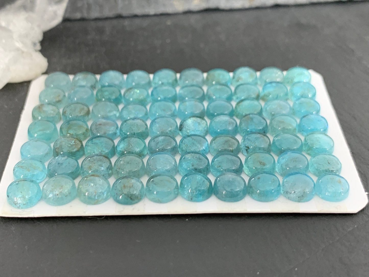 Blue Green Apatite round 6mm cabochon - Calibrated cabochons