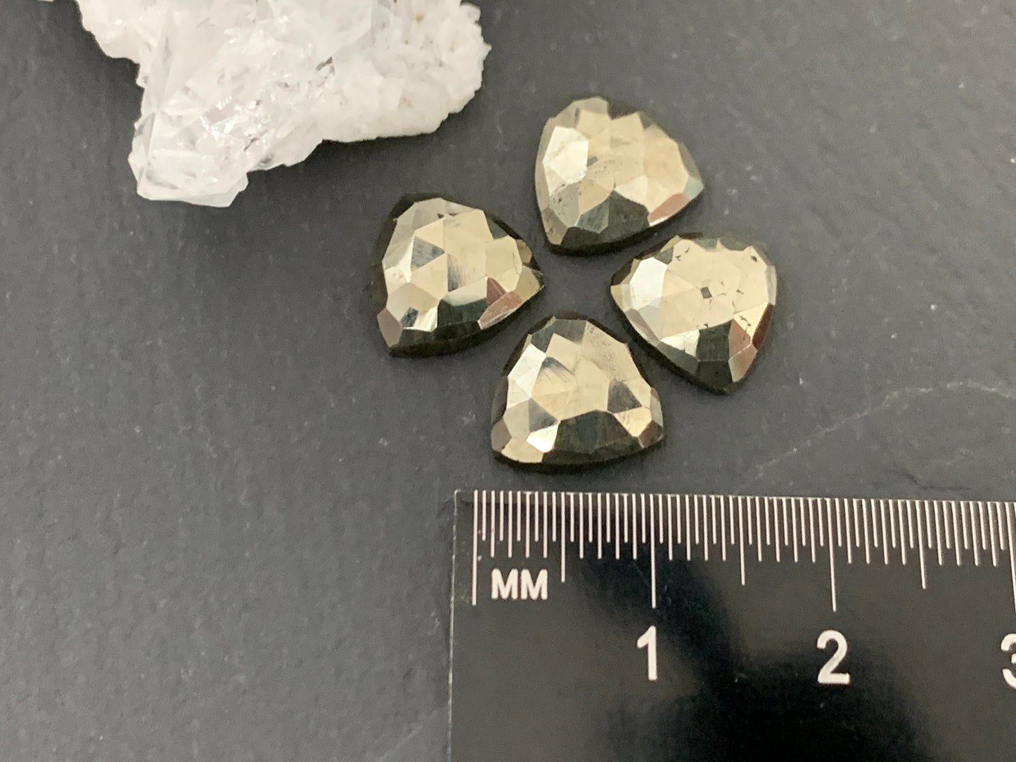 Faceted Pyrite trillion 10mm cabochon