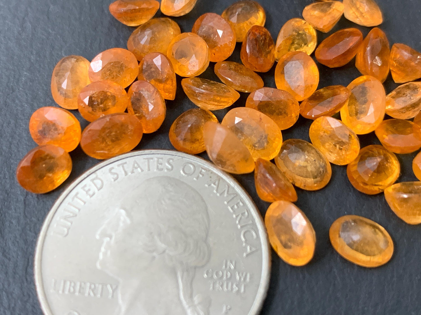 Spessartine Garnet Faceted Cut Oval 5mm, 6mm 7mm long | Faceted Stone