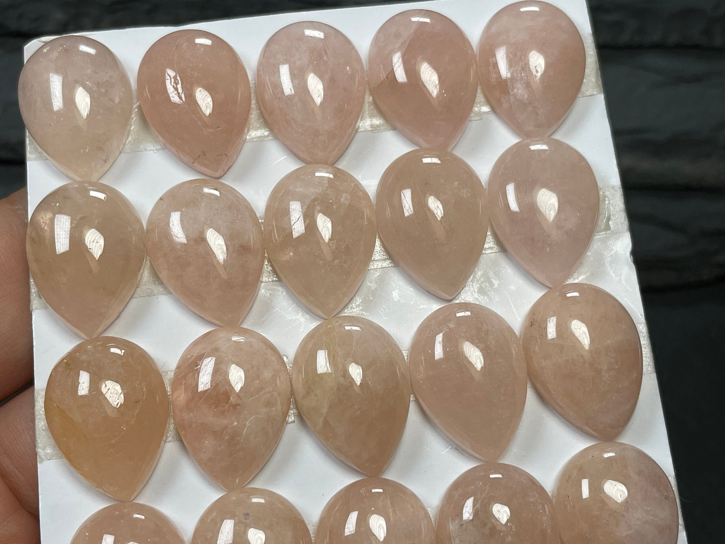 Morganite pear 13x18mm cabochon - Calibrated Cabochons