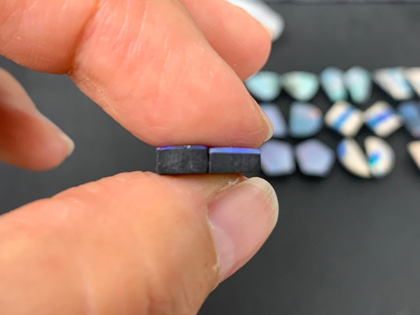 Australian Opal doublet pair 7-10mm long cabochon
