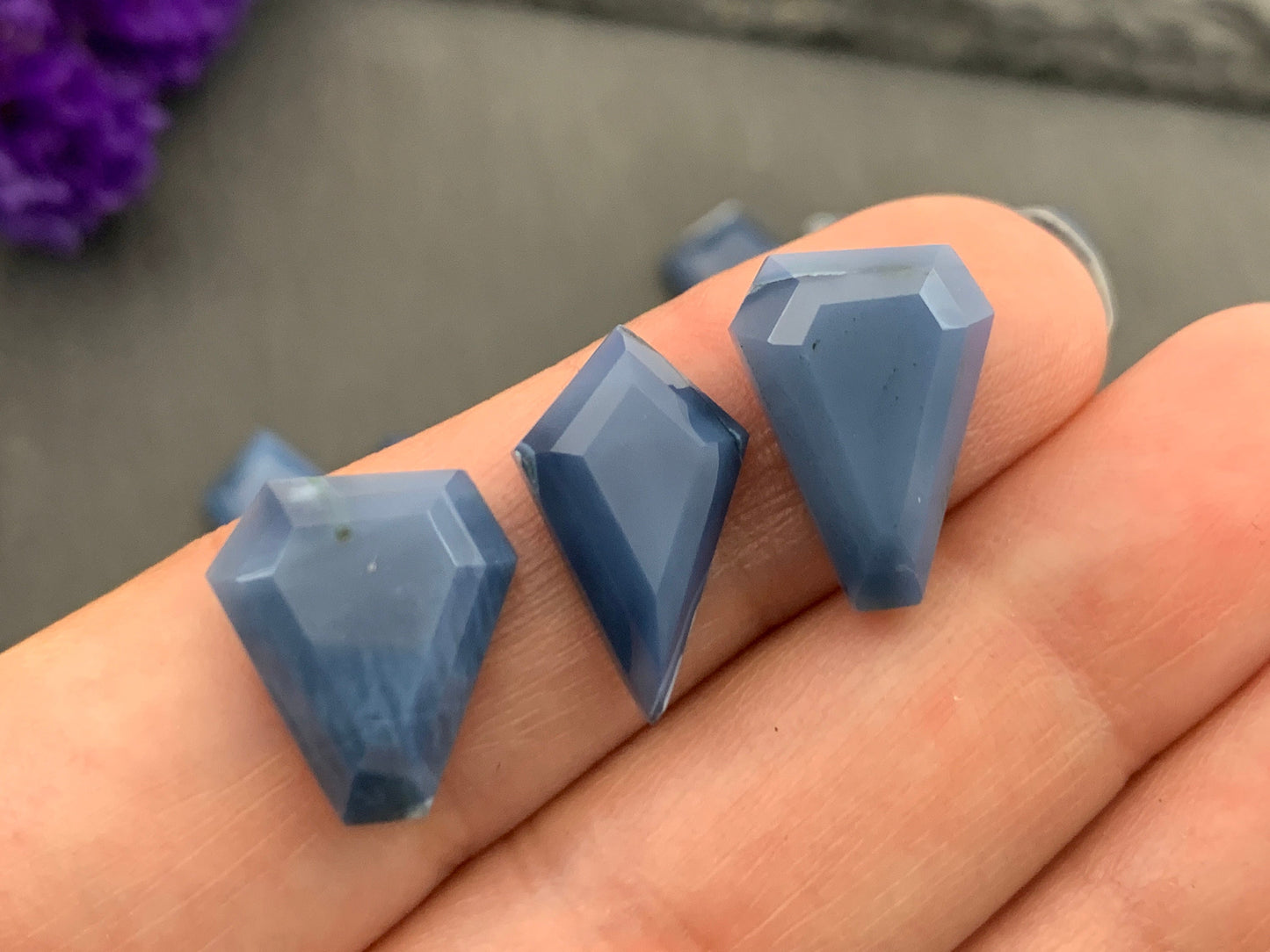 Step Cut Blue Opal cabochon