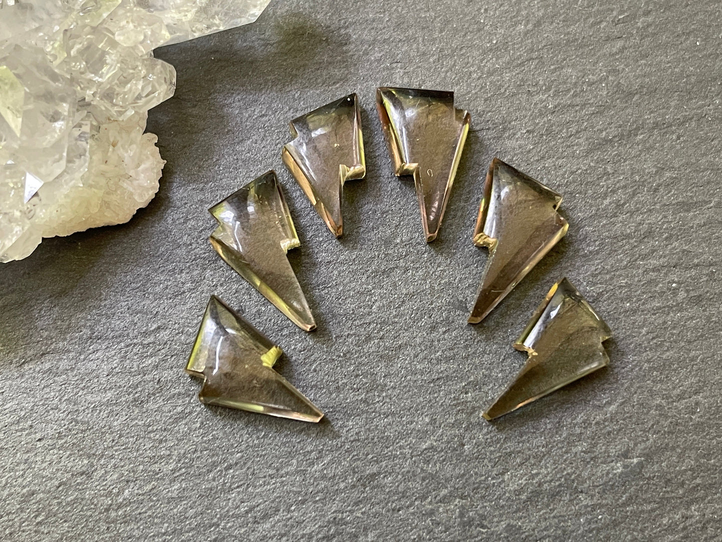 Faceted color changing Alexandrite lightning bolt 8x13mm cabochon - Cabochons are calibrated