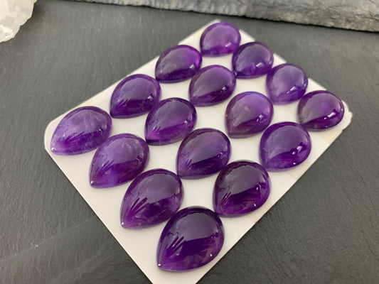 Amethyst pear 15x20mm cabochon - Calibrated cabochons