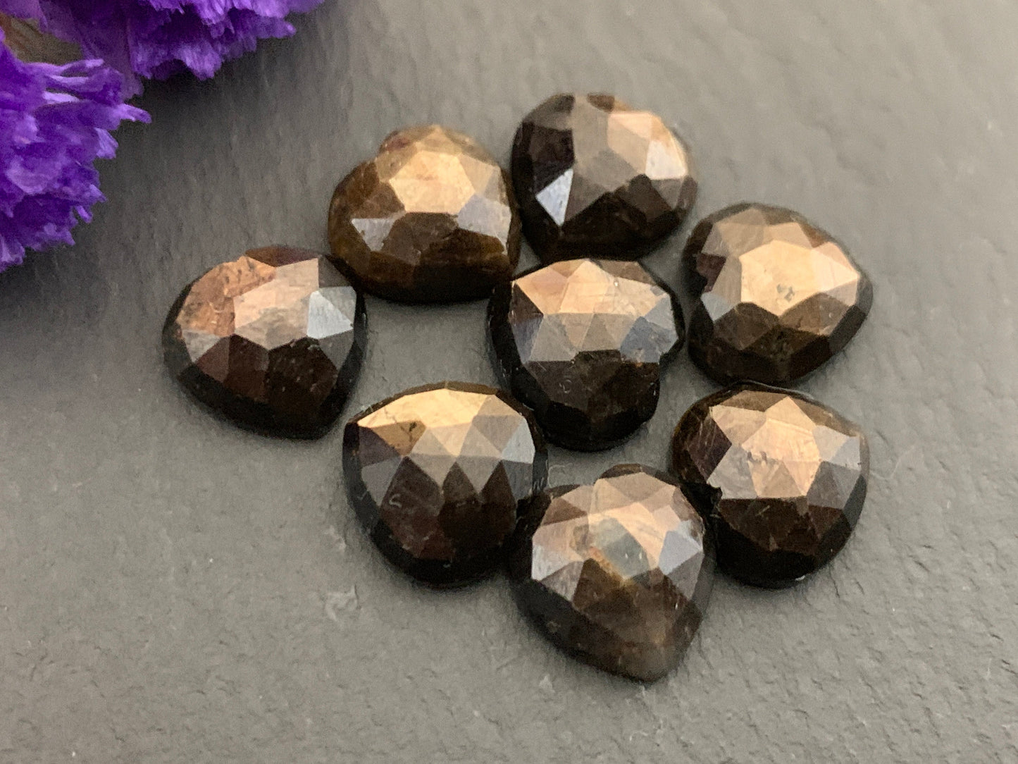 Faceted Star Sapphire heart 10mm Cabochon