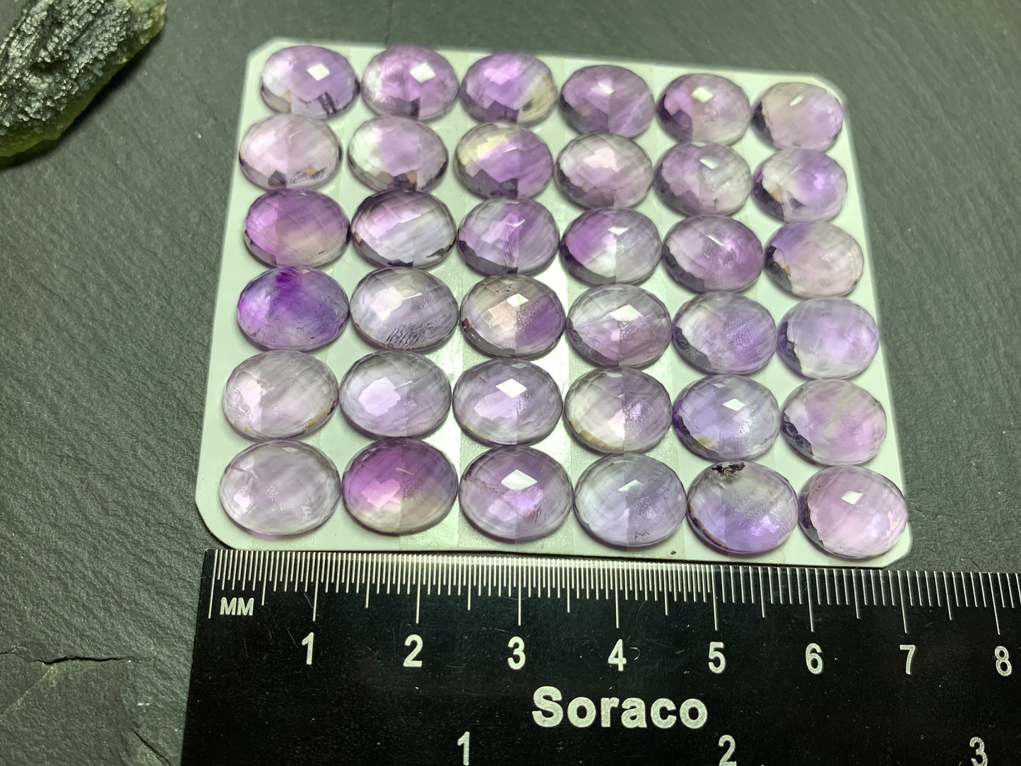 Faceted Amethyst oval 10x12mm cabochon - Calibrated cabochons
