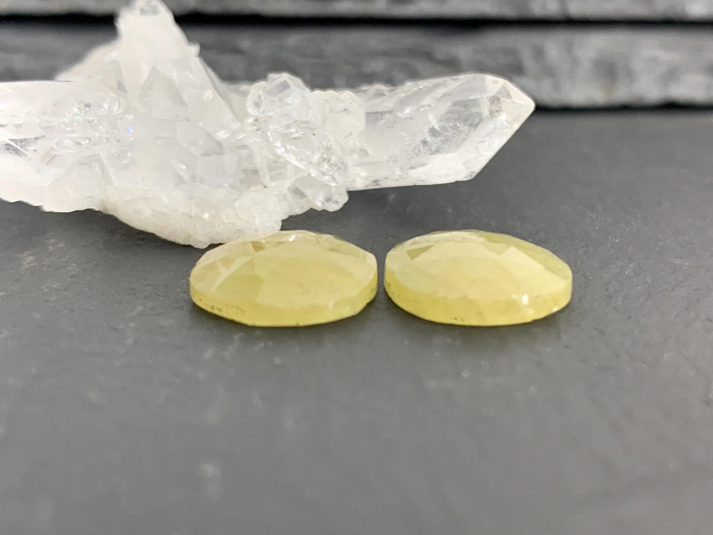 Faceted Yellow Sapphire pair 12x15x3mm cabochon
