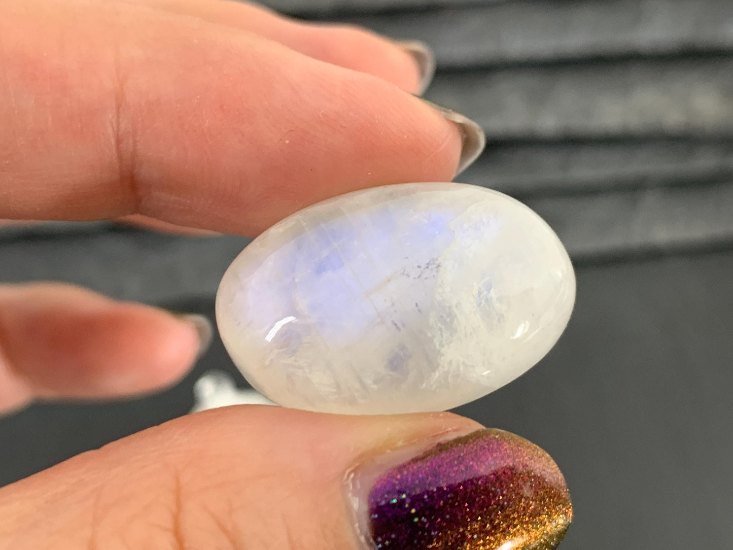 Rainbow Moonstone 25x16x10mm cabochon