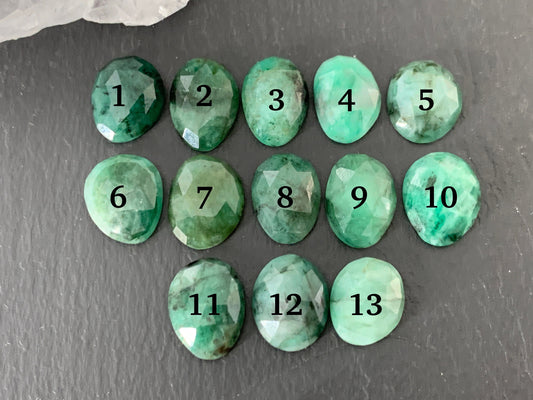 Faceted Emerald oval 12-13mm cabochon