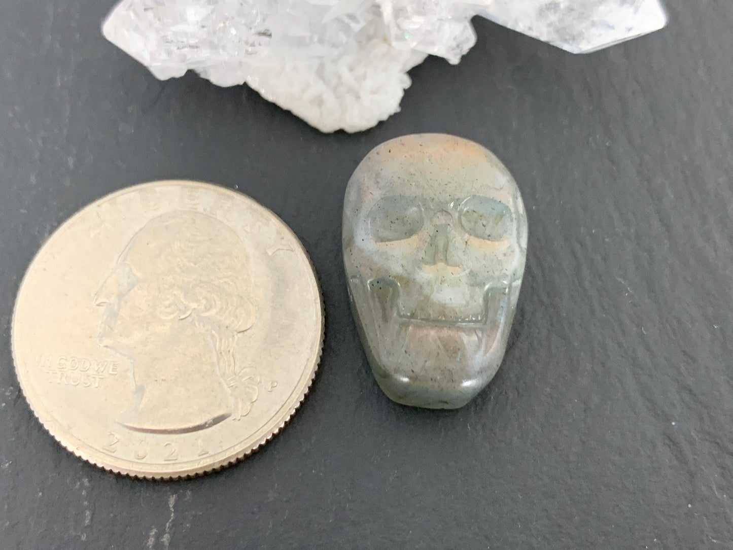 Labradorite Skull Cabochon 14x20mm, Labradorite Skull, Natural Gemstone, Halloween Jewelry, Handcrafted Accessory