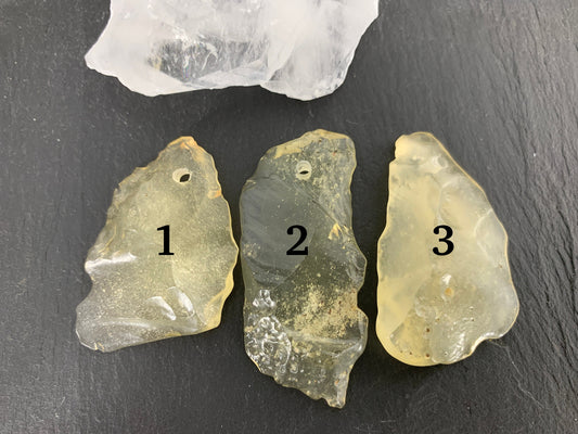 Drilled Libyan Desert Glass 41-54mm long