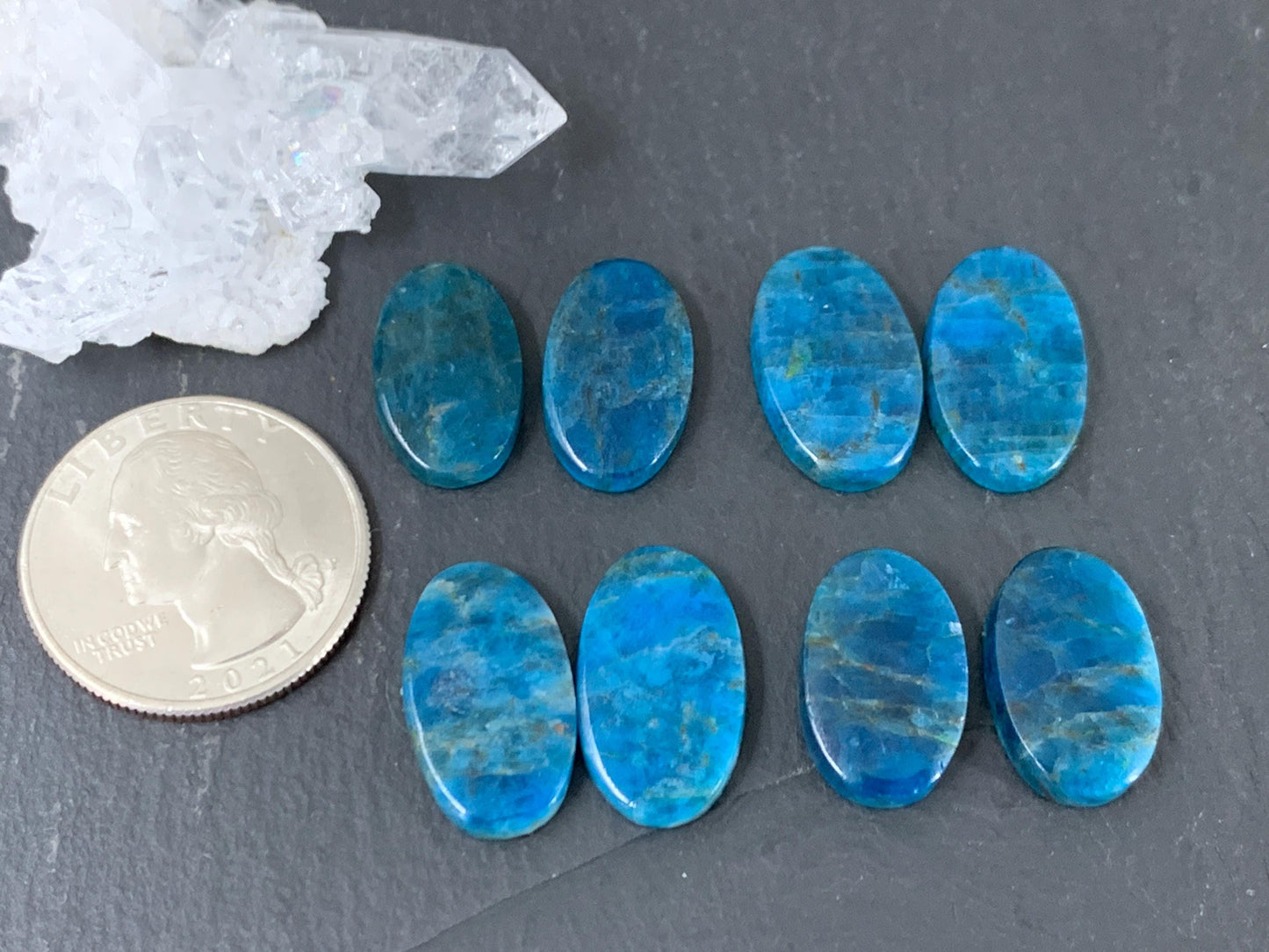 Apatite oval 18-19mm long cabochon - Buy by pair