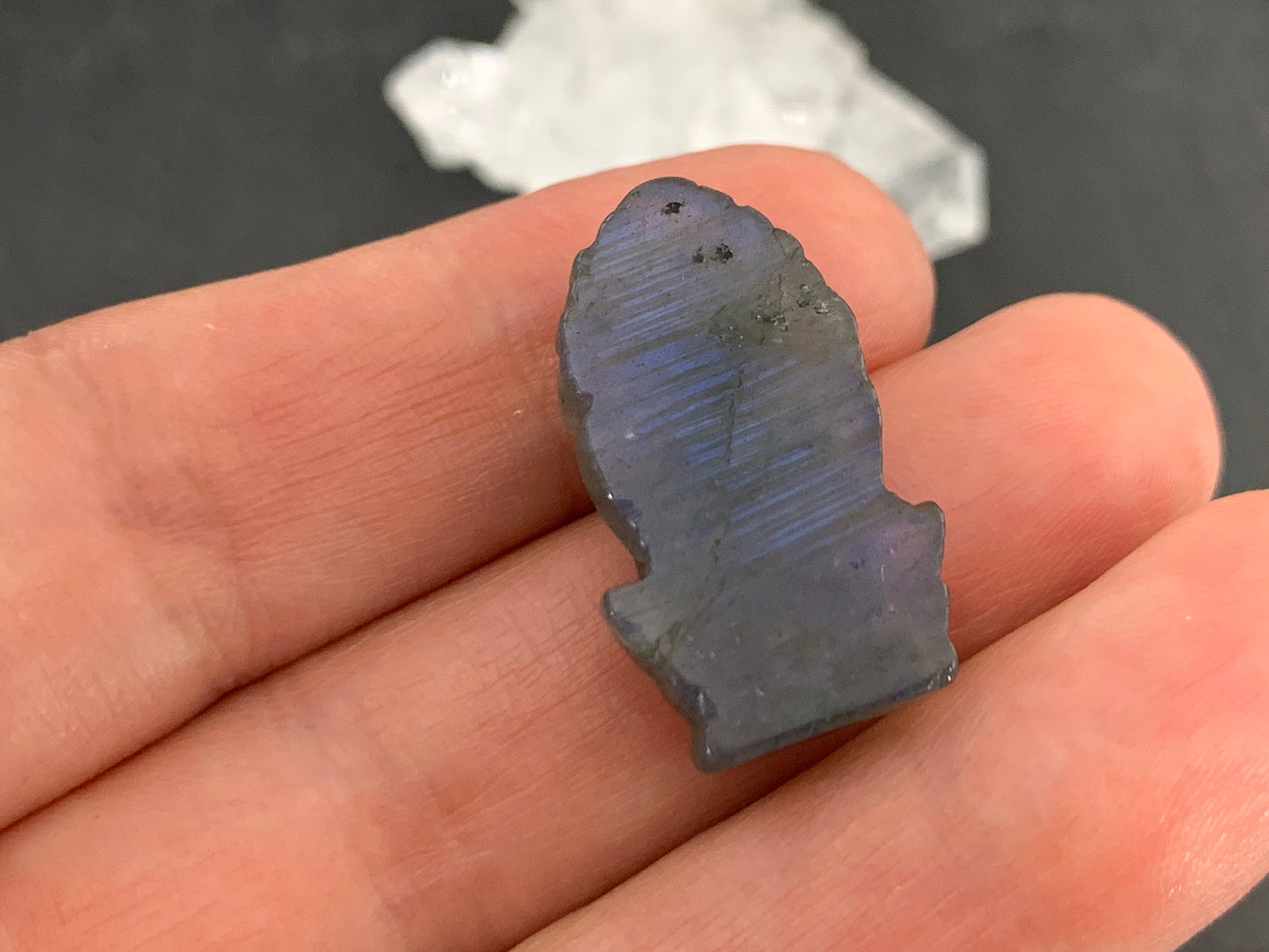 Labradorite Ganesha - Elephant god carving
