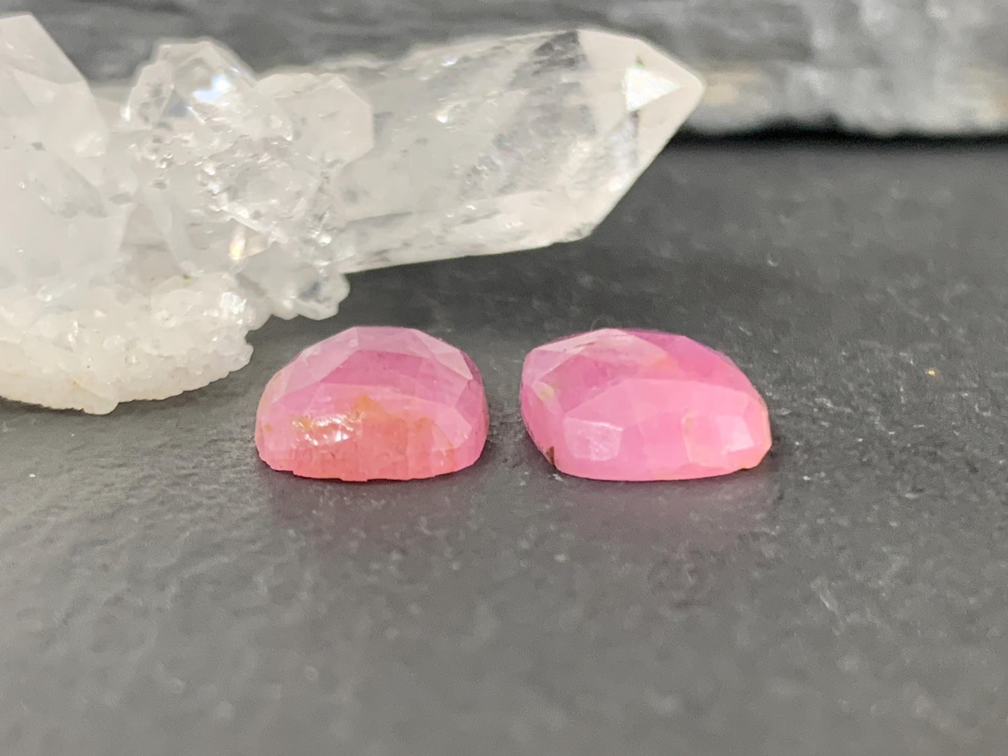 Faceted Ruby pair 8x12x3mm cabochon