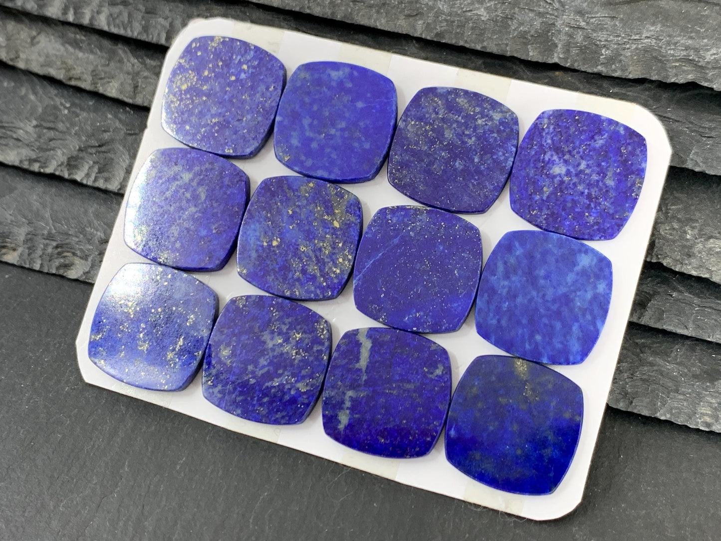 Flat Lapis Lazuli Cabochon - Natural Square Cushion 18x18mm Flat Calibrated Gem