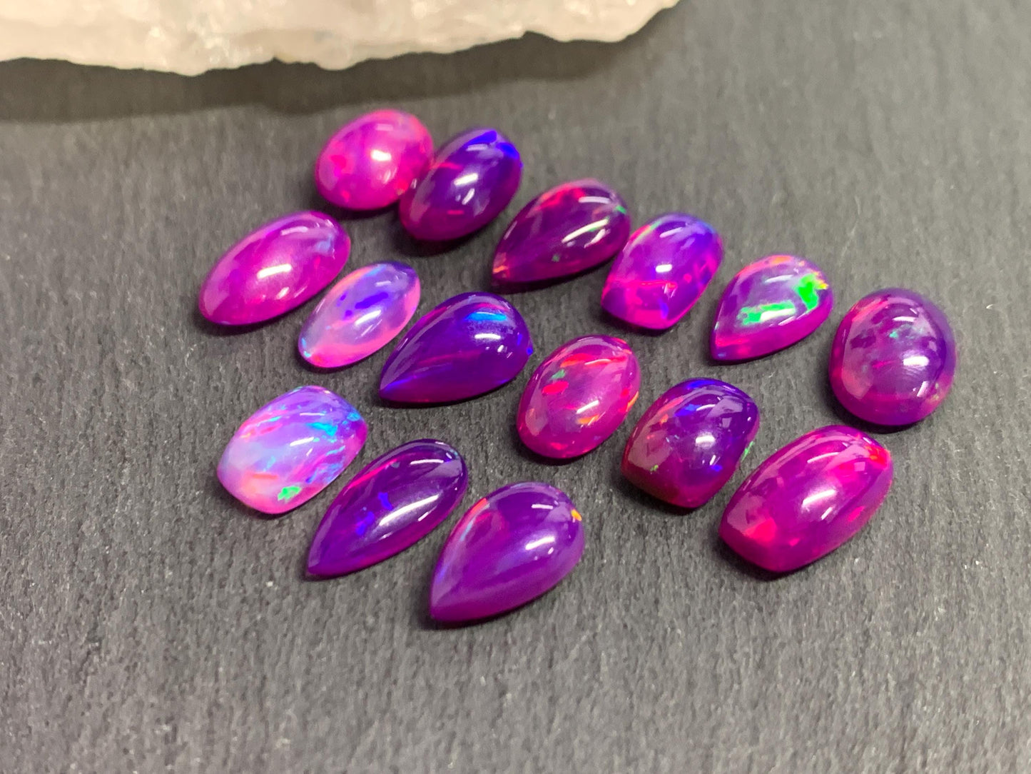 Ethiopian Opal oval, pear, rectangle 10-13mm long cabochon - Natural Opal smoked to purple color