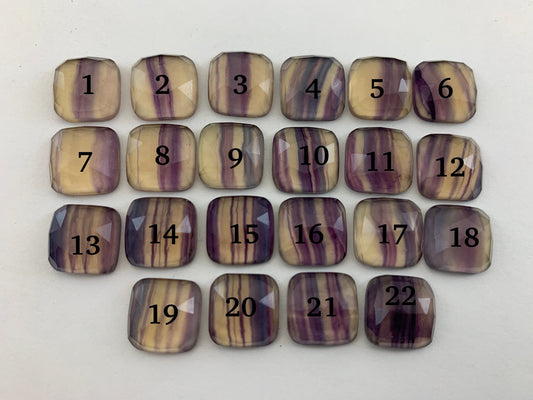 Faceted Fluorite square cushion 12x12mm Cabochon- Select your cabochon