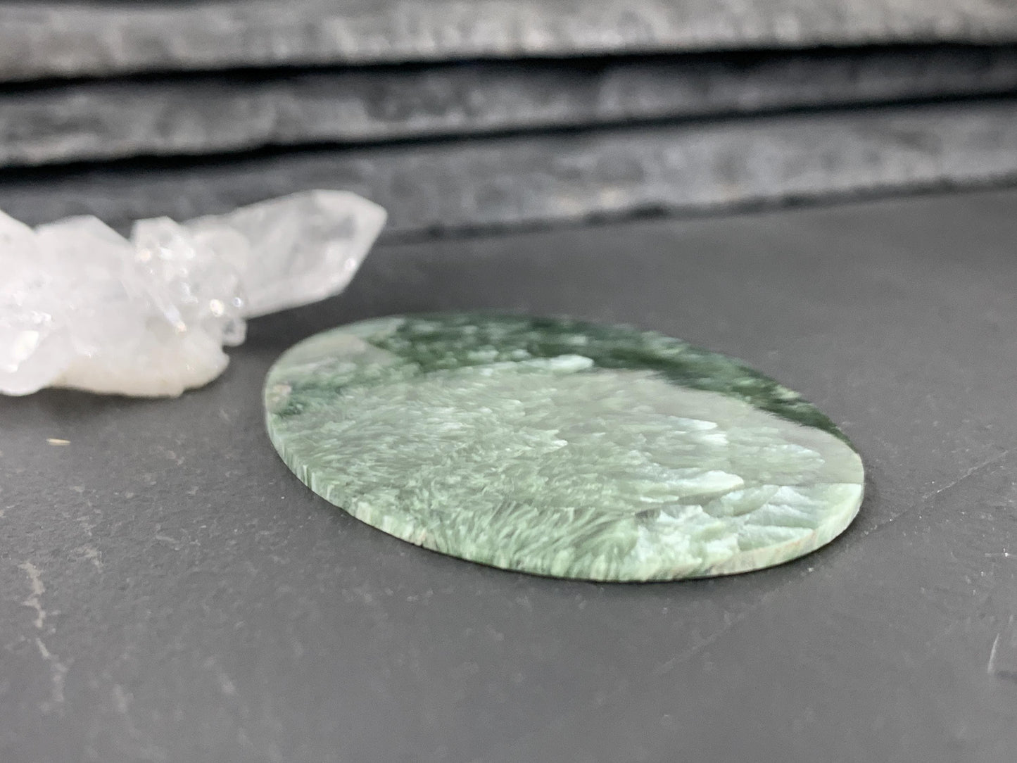 Large Seraphinite oval 37x56x3mm cabochon