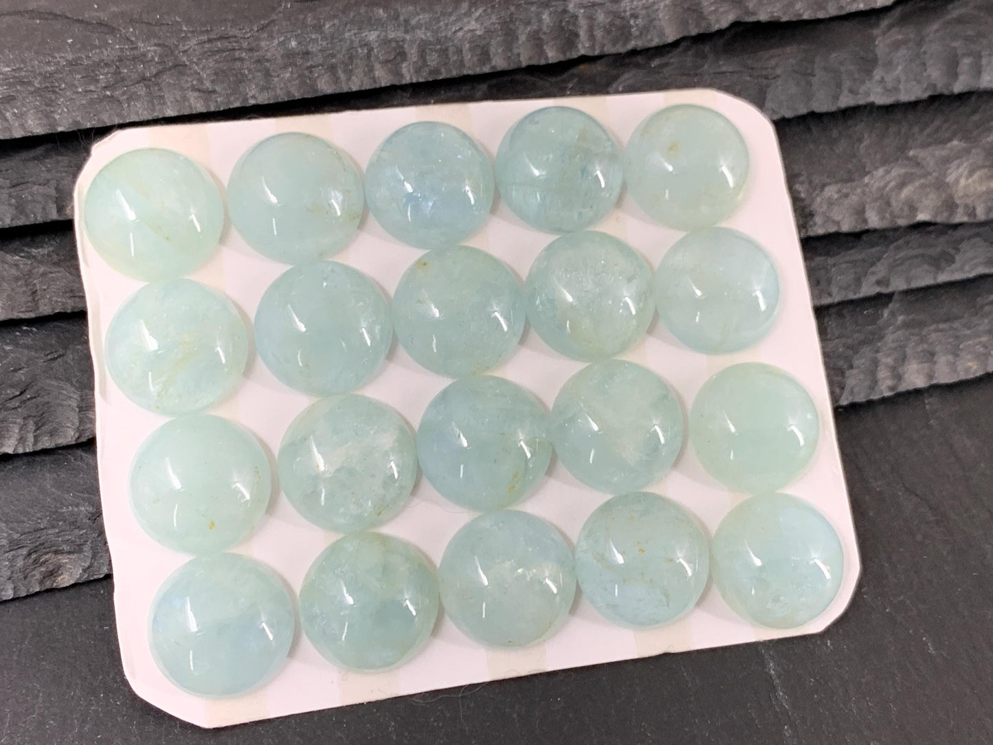 Aquamarine round 15mm cabochon - Calibrated cabochons
