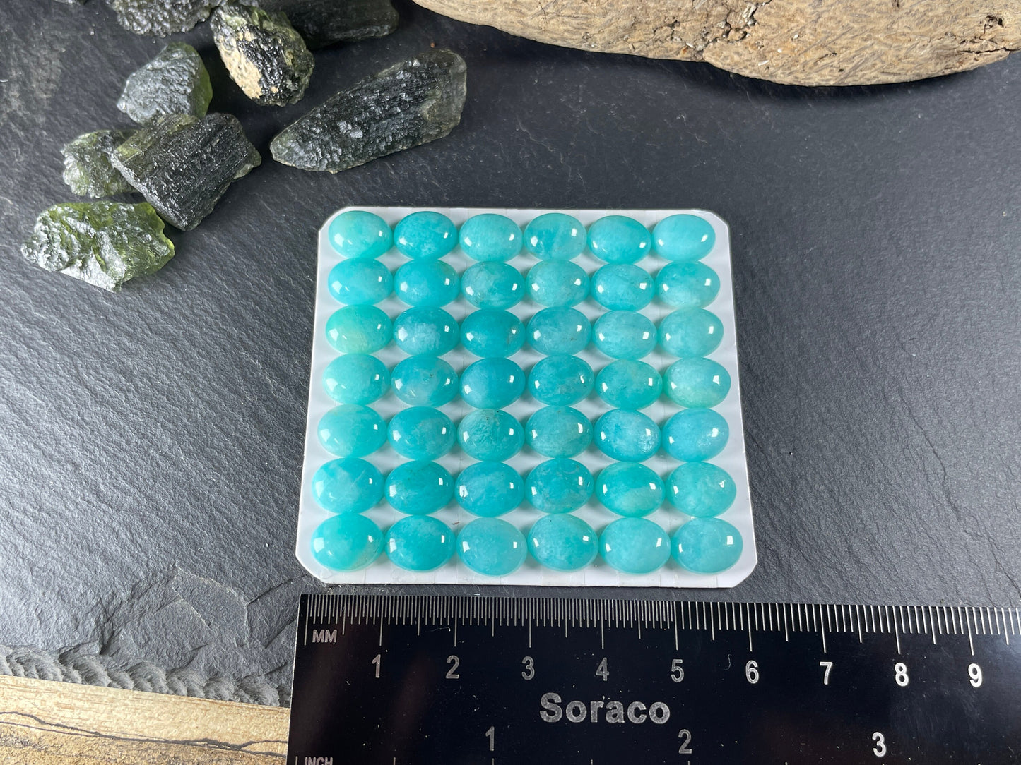 Amazonite oval 8x10mm cabochon - Calibrated cabochons